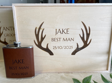 Load image into Gallery viewer, Groomsmen Proposal Box & Flask Set