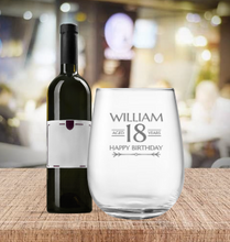 Load image into Gallery viewer, Engraved Stemless Birthday Wine Glass