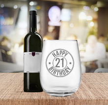 Load image into Gallery viewer, Engraved Stemless Birthday Wine Glass
