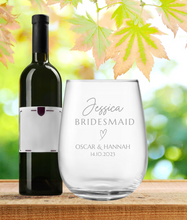 Load image into Gallery viewer, Engraved Stemless Bridesmaid Wine Glass