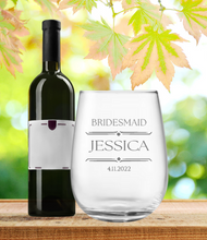 Load image into Gallery viewer, Engraved Stemless Bridesmaid Wine Glass