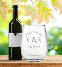 Load image into Gallery viewer, Engraved Stemless Bridesmaid Wine Glass