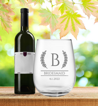 Load image into Gallery viewer, Engraved Stemless Bridesmaid Wine Glass