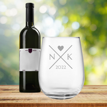 Load image into Gallery viewer, Engraved Stemless Wedding Wine Glass