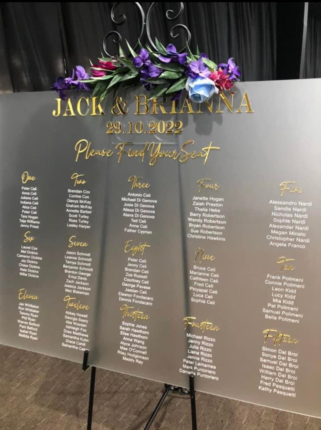 Seating Chart - Jack & Brianna