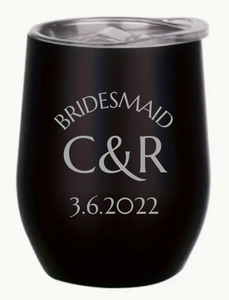 Engraved Bridesmaid Insulated Wine Tumblers