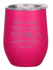 Engraved Bridesmaid Insulated Wine Tumblers