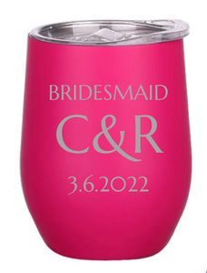 Engraved Bridesmaid Insulated Wine Tumblers