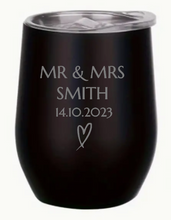 Load image into Gallery viewer, Engraved Wedding Insulated Wine Tumblers
