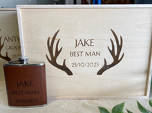 Load image into Gallery viewer, Groomsmen Proposal Box &amp; Flask Set
