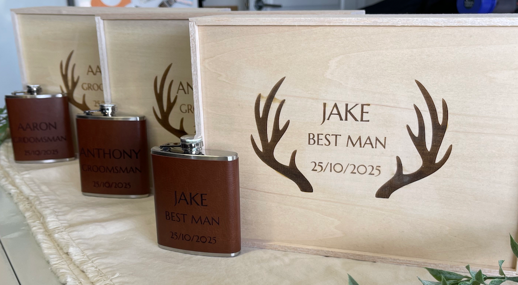 Groomsmen Proposal Box & Flask Set