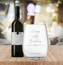 Load image into Gallery viewer, Engraved Stemless Birthday Wine Glass
