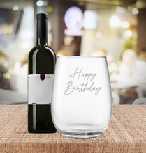 Load image into Gallery viewer, Engraved Stemless Birthday Wine Glass
