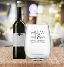 Load image into Gallery viewer, Engraved Stemless Birthday Wine Glass
