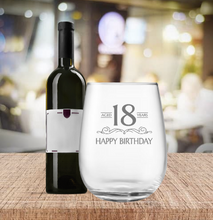 Load image into Gallery viewer, Engraved Stemless Birthday Wine Glass
