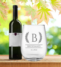 Load image into Gallery viewer, Engraved Stemless Bridesmaid Wine Glass
