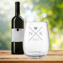 Load image into Gallery viewer, Engraved Stemless Wedding Wine Glass
