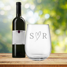 Load image into Gallery viewer, Engraved Stemless Wedding Wine Glass
